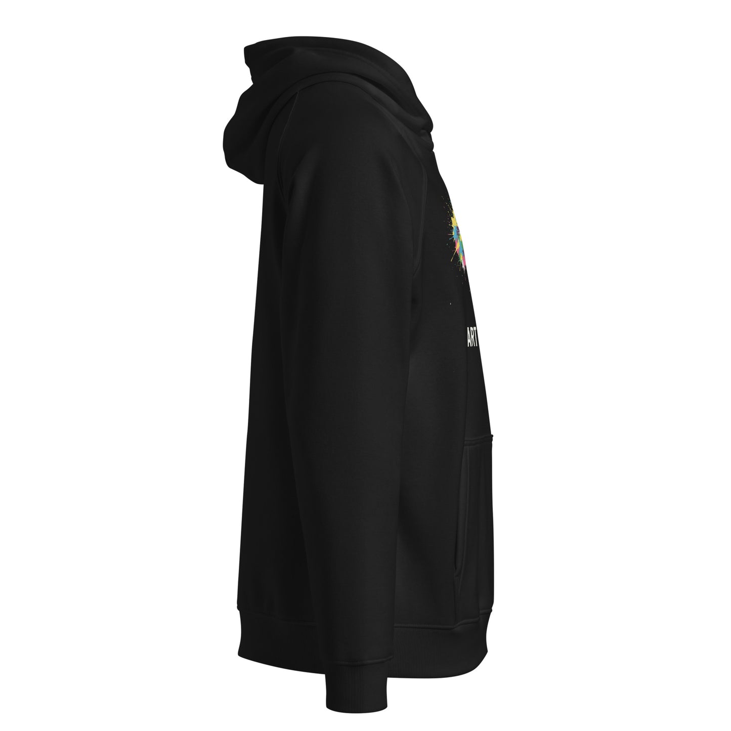 right side of Black Monksee hoodie against a white background