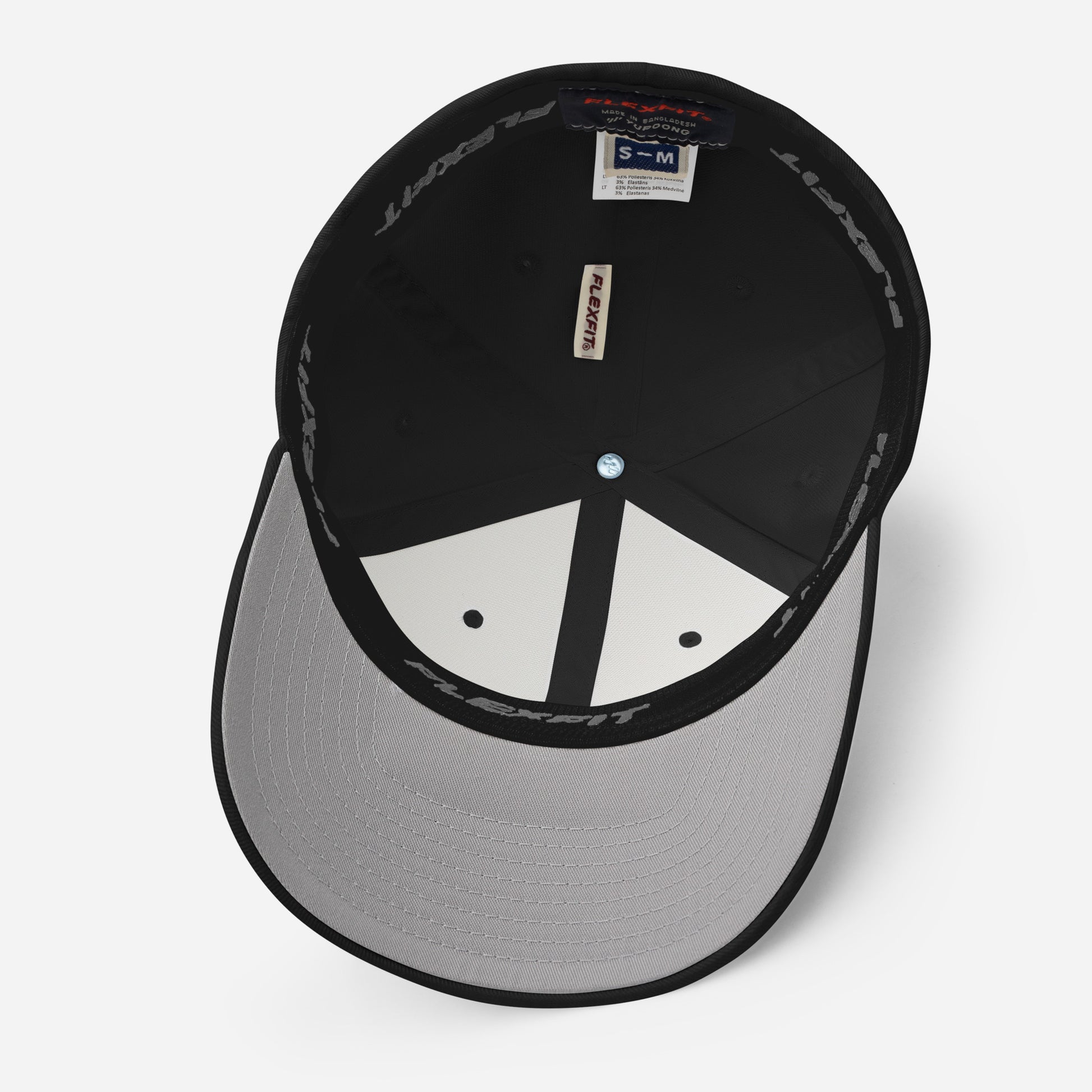 the inside of the black Monksee Drop the Vibe closed back cap on white background