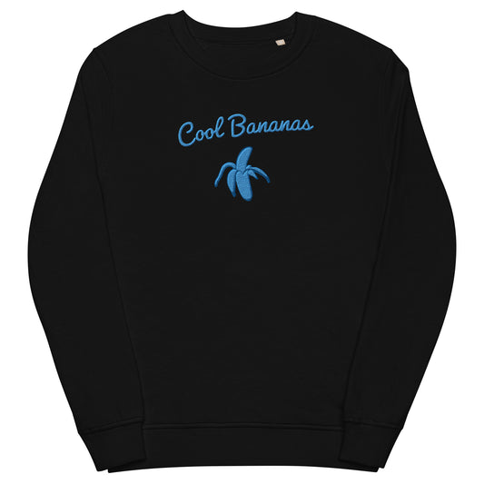 Monksee Cool Bananas - embroidered organic black sweatshirt front