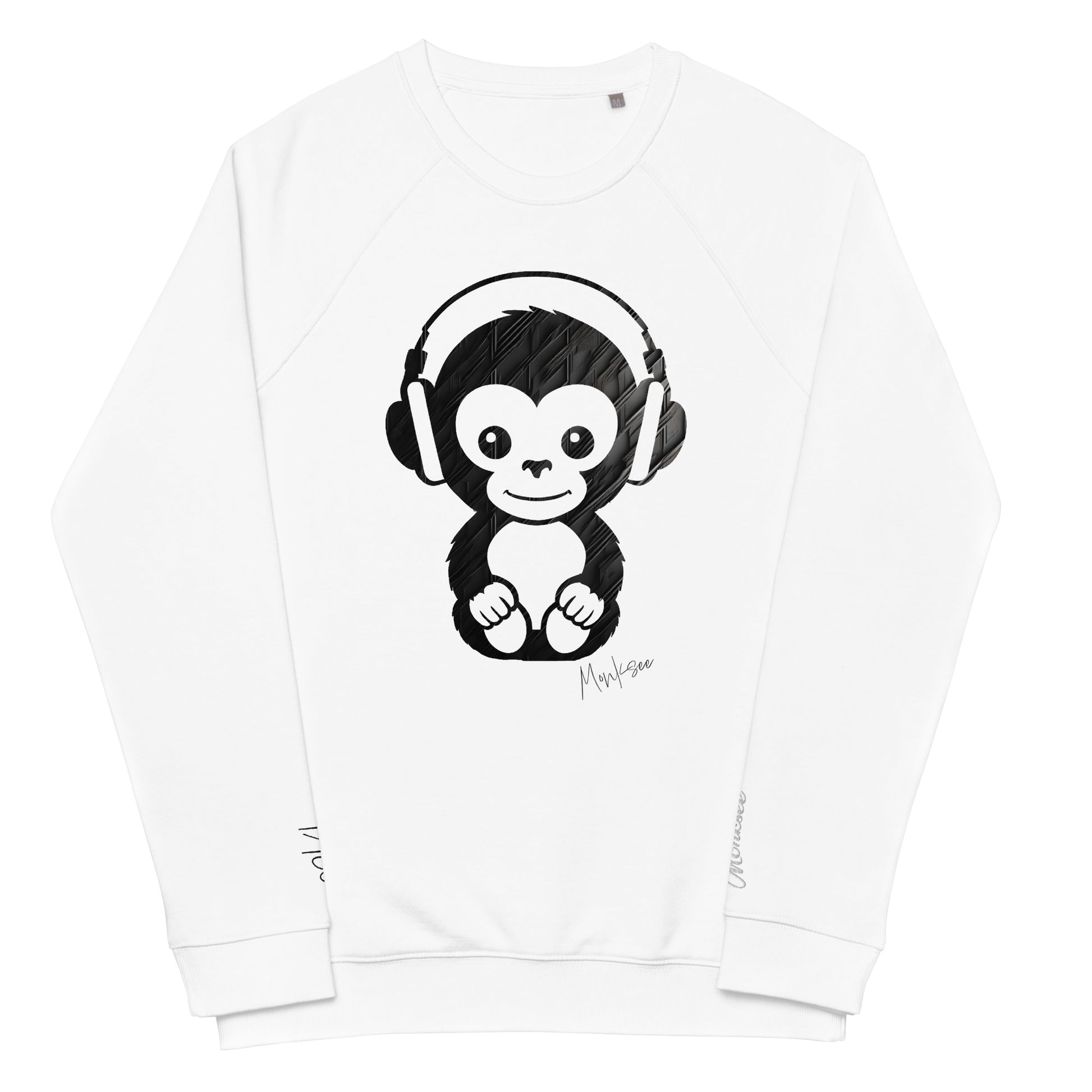 baby monksee white organic sweatshirt front