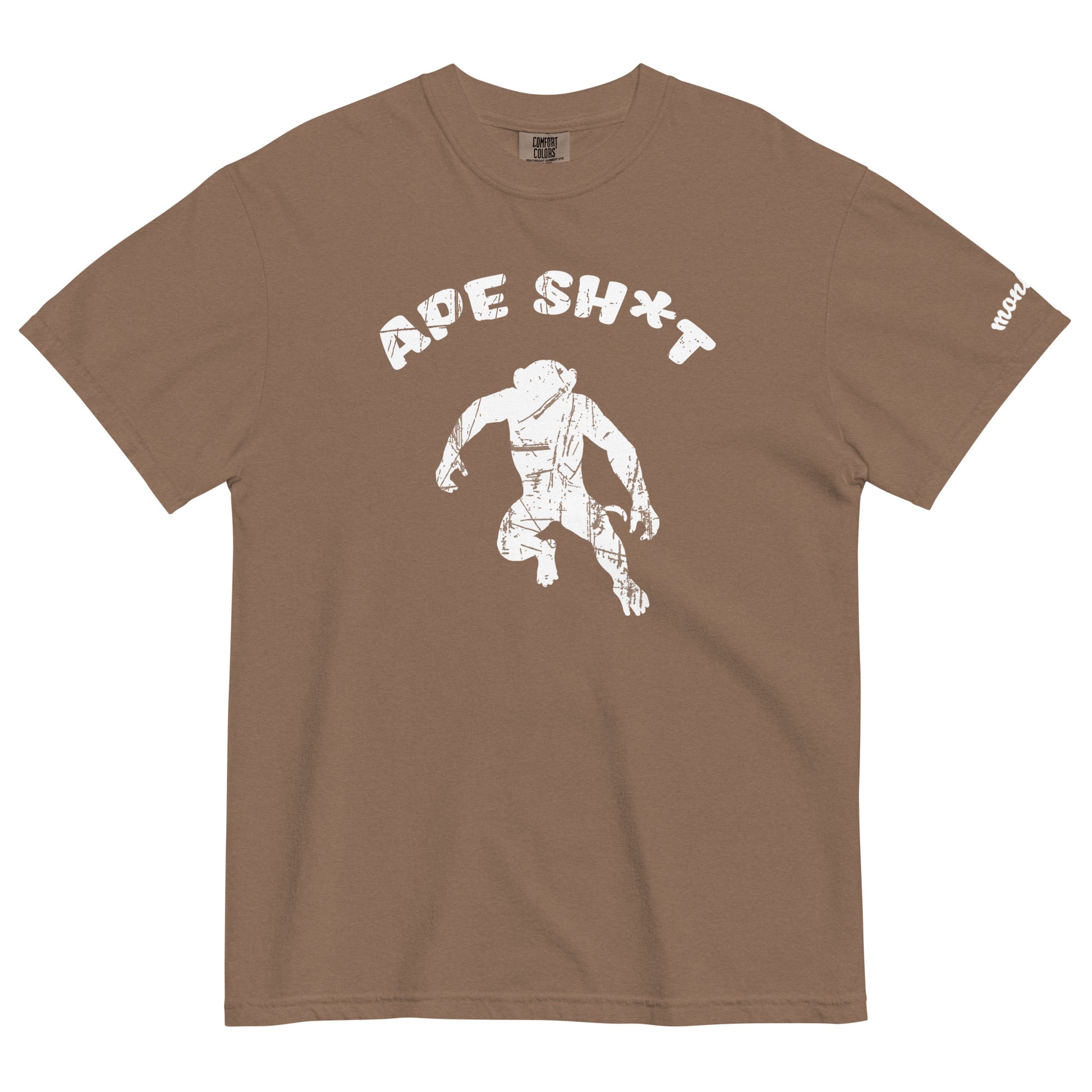 espresso monksee ape shit garment dyed t-shirt flat lay