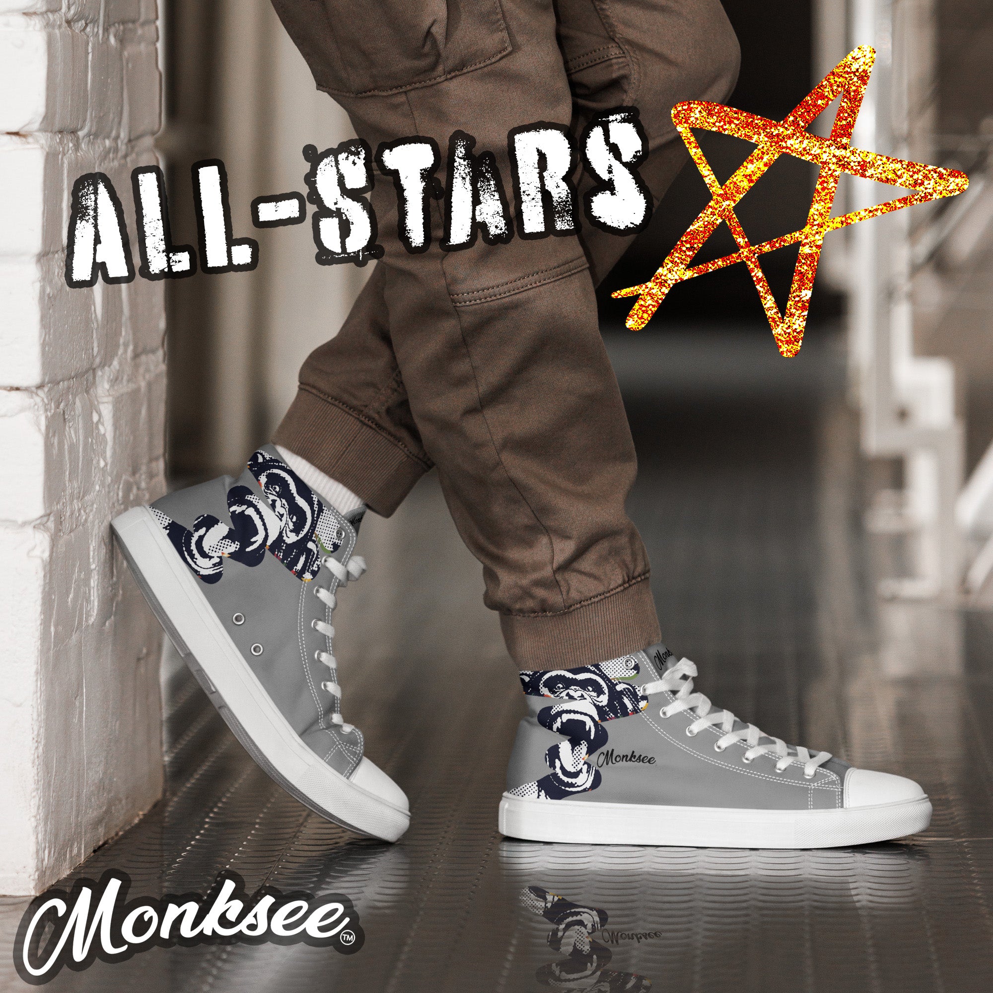 Monksee All-Stars Men’s high top canvas shoes