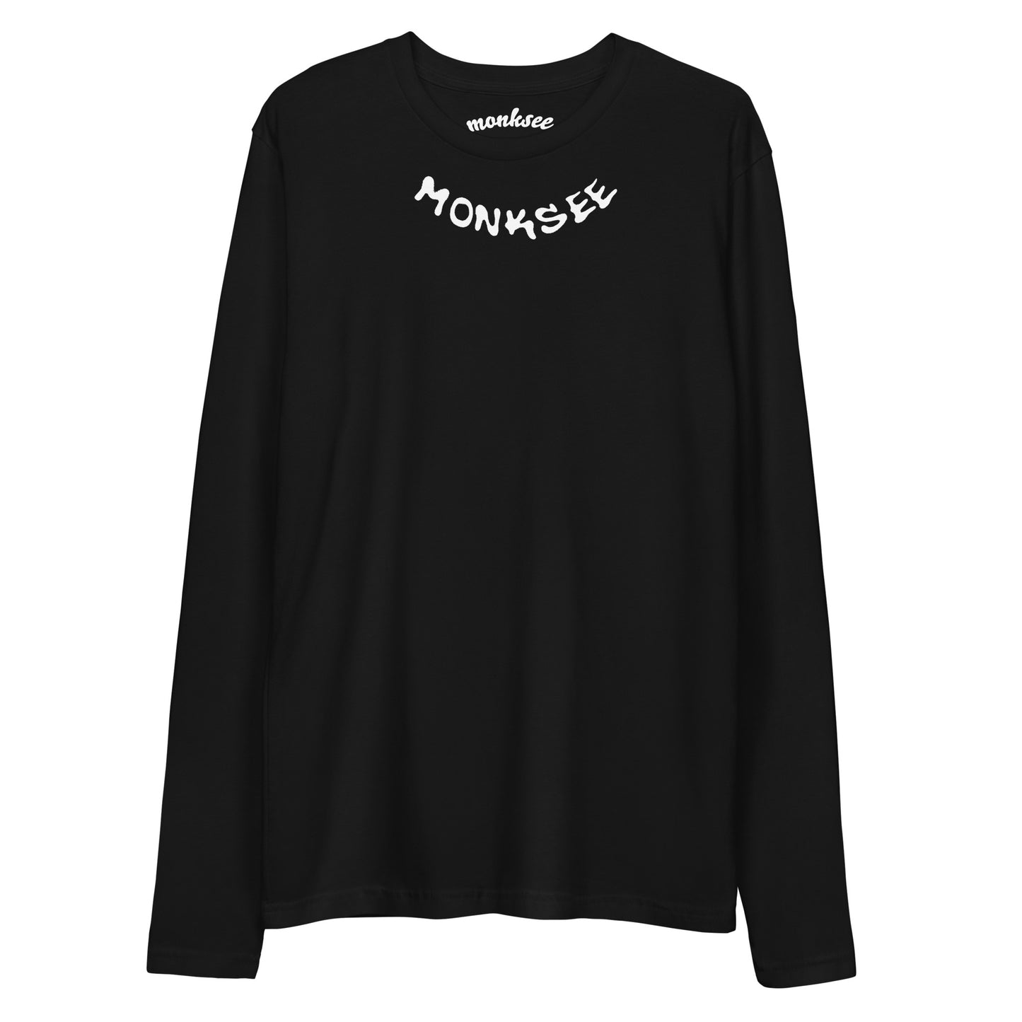 Back of black Be Limited Edition monksee long sleeve cotton tshirt