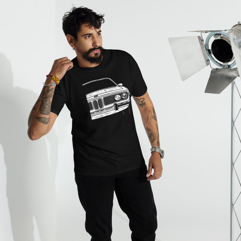 Guy wearing Beemer black t-shirt