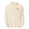A bone-colored pullover hoodie with a small Monksee banana label on the left chest, displayed on a clean white background.