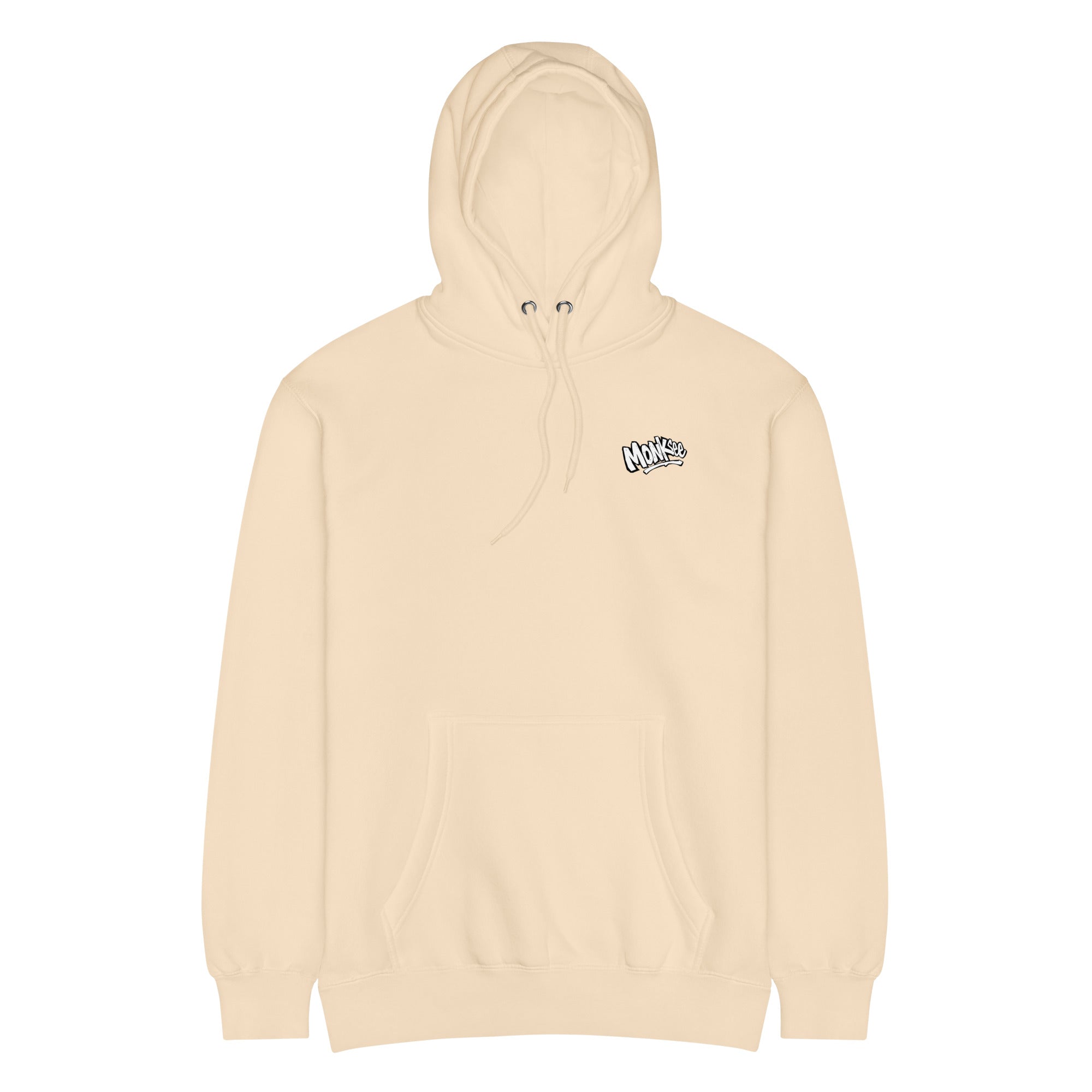 front of monksee sandshell midweight fresh deck hoodie on a white background