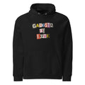Black eco Monksee hoodie with 'Gangsta of Love' text on a white background