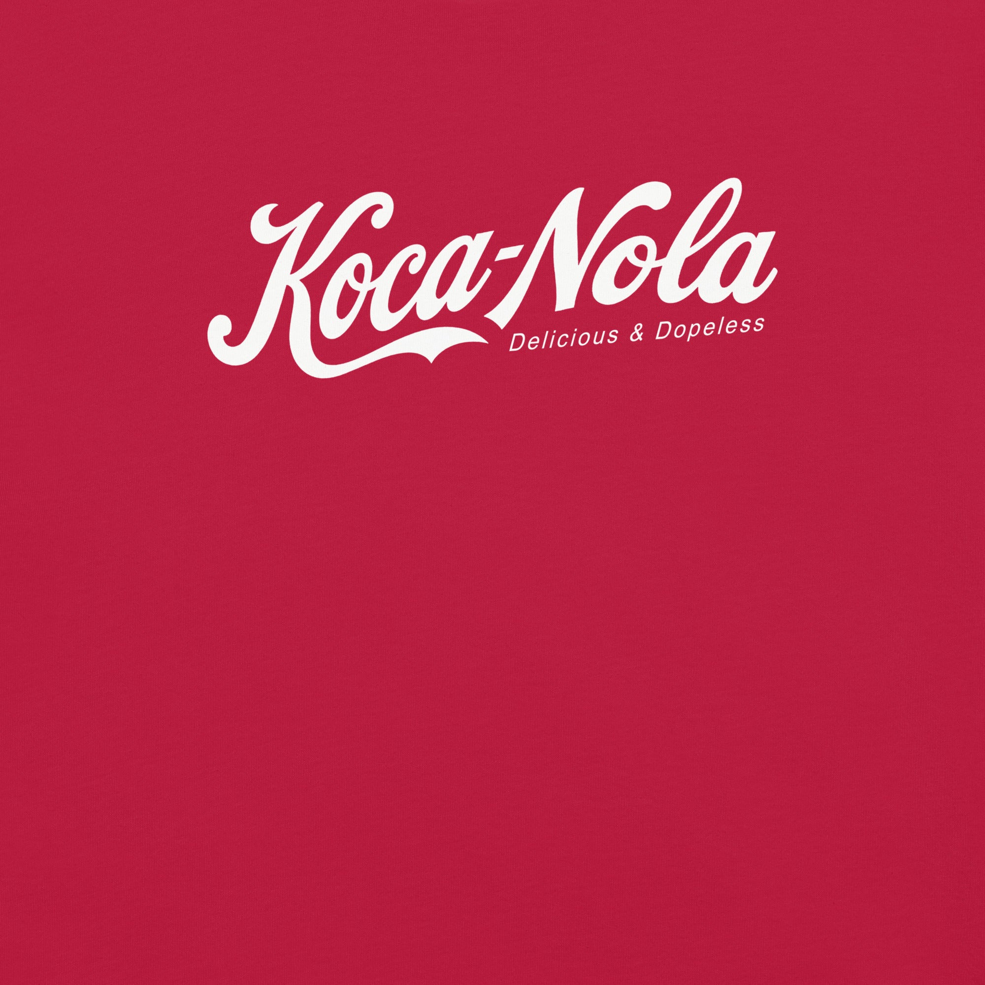 Koca-Nola graphic on red t-shirt