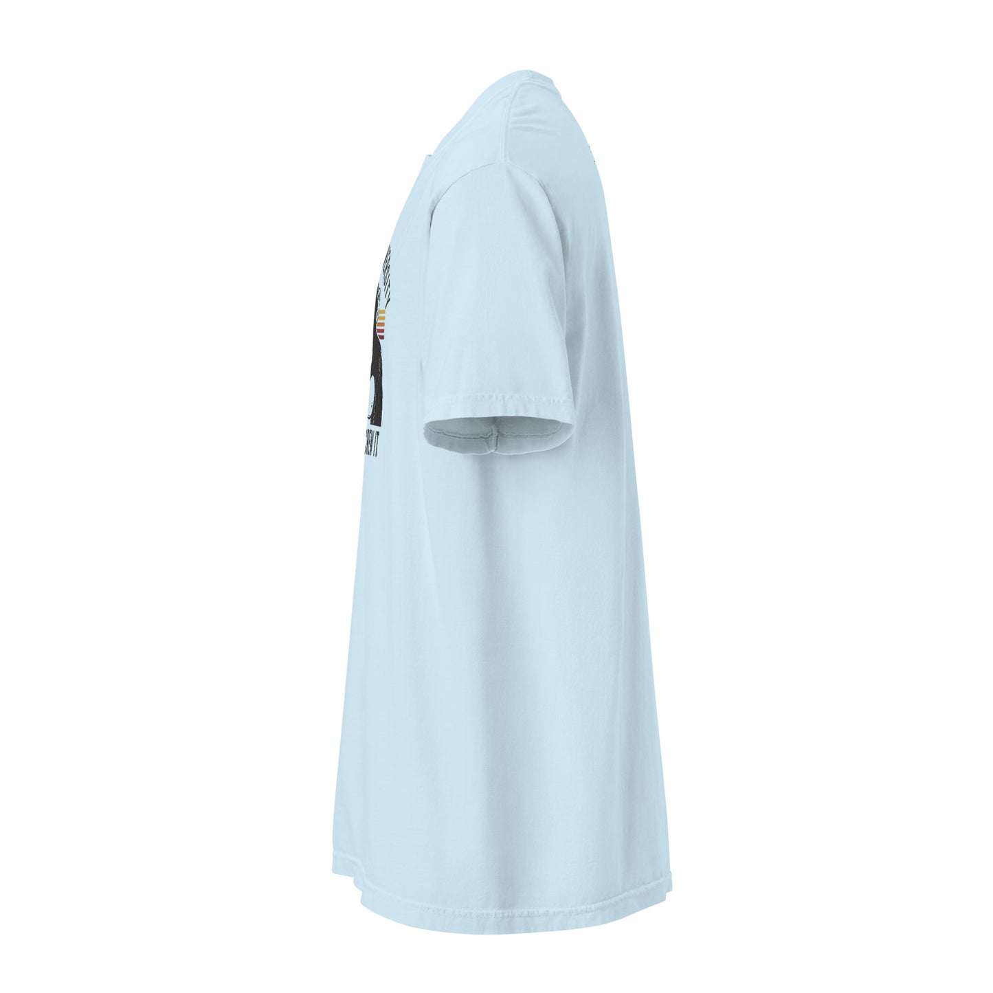 Light blue t-shirt with a small graphic on a white background