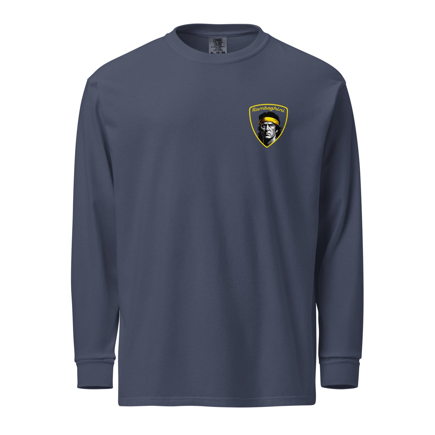 Monksee Ramboghini navy long sleeve t-shirt front