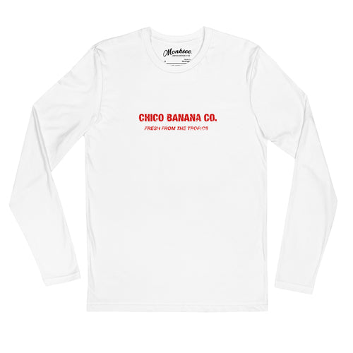 Monksee chico banana company long sleeve white fitted tshirt