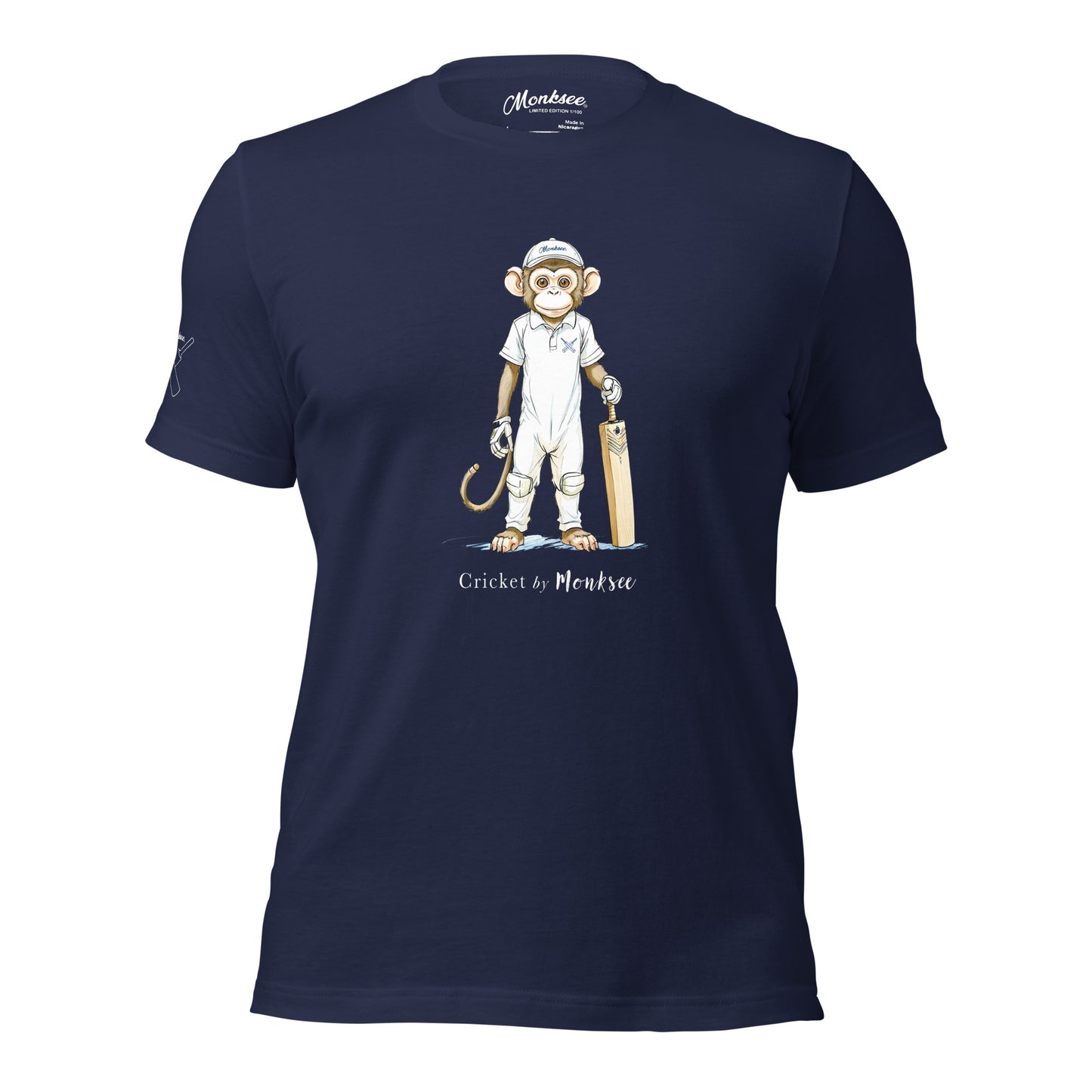 cricket by monksee printed navy cotton tshirt front