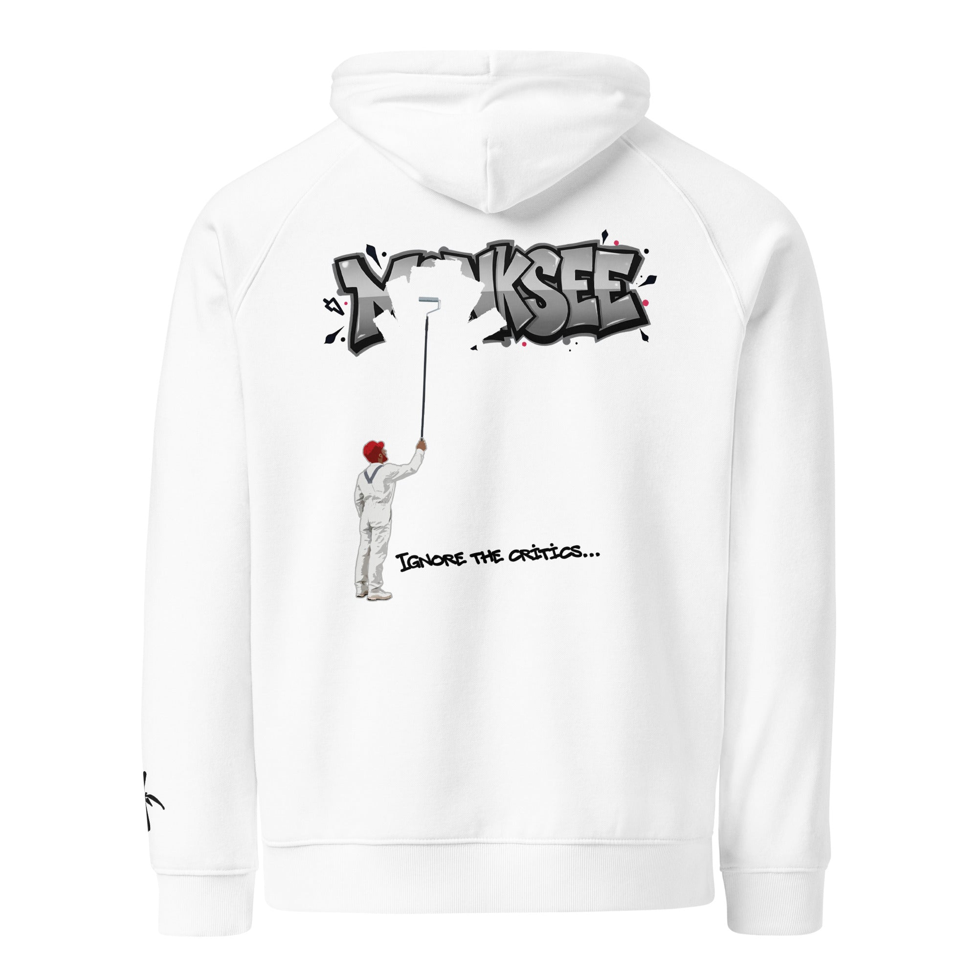 Monksee critics eco raglan white hoodie