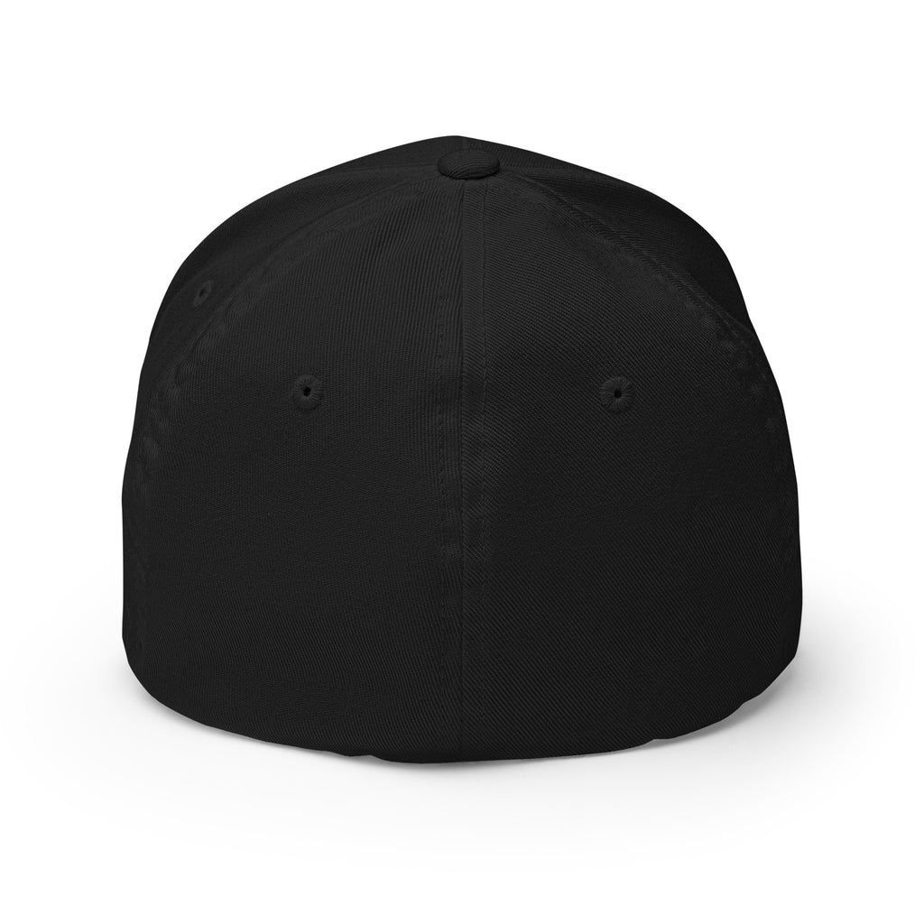 back of the black Monksee Drop the Vibe closed back cap on a white background. No logo's or printing.