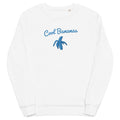 Monksee Cool Bananas - embroidered organic white sweatshirt front