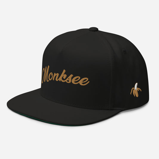 Good as Gold - Flat Bill Monksee Cap. featuring iconic embroidered monksee golden banana and logo on front