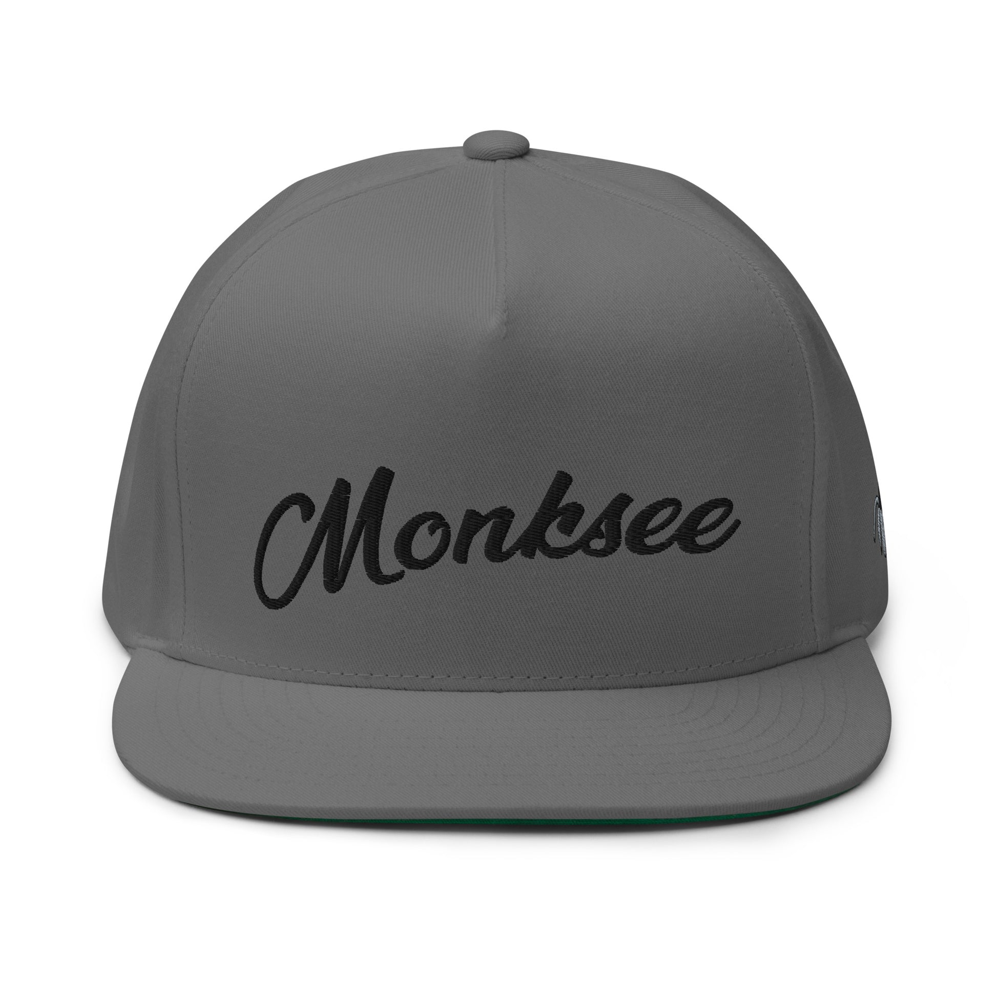 Black on Gray - Monksee Flat Bill Cap.