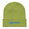 Lime Organic ribbed beanie by Monksee.