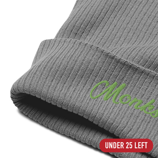 Grey Organic ribbed beanie by Monksee