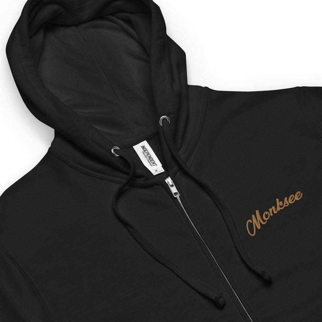 Monksee black Gold Digger fleece zip up hoodie