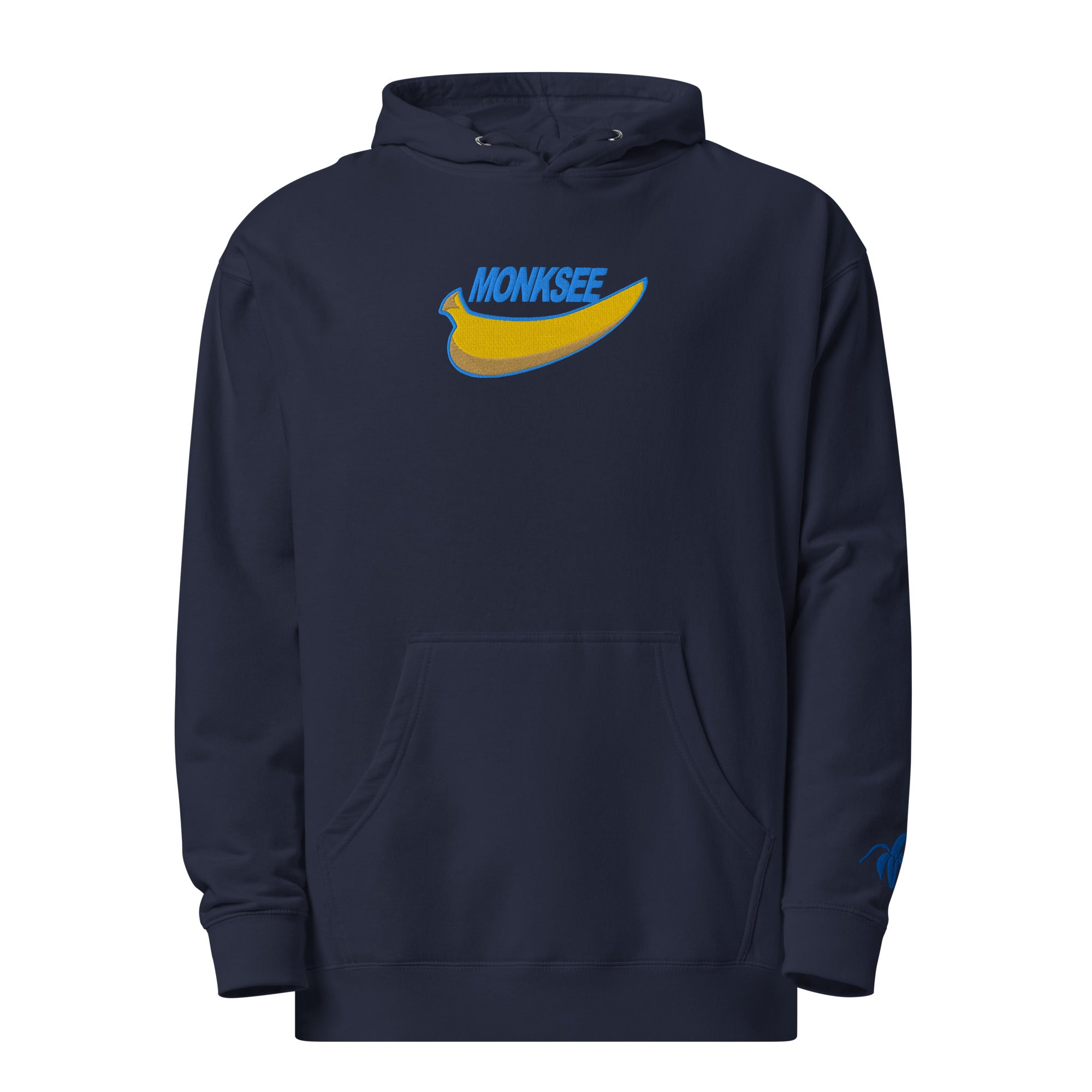 Navy Just Blew it Monksee midweight hoodie front