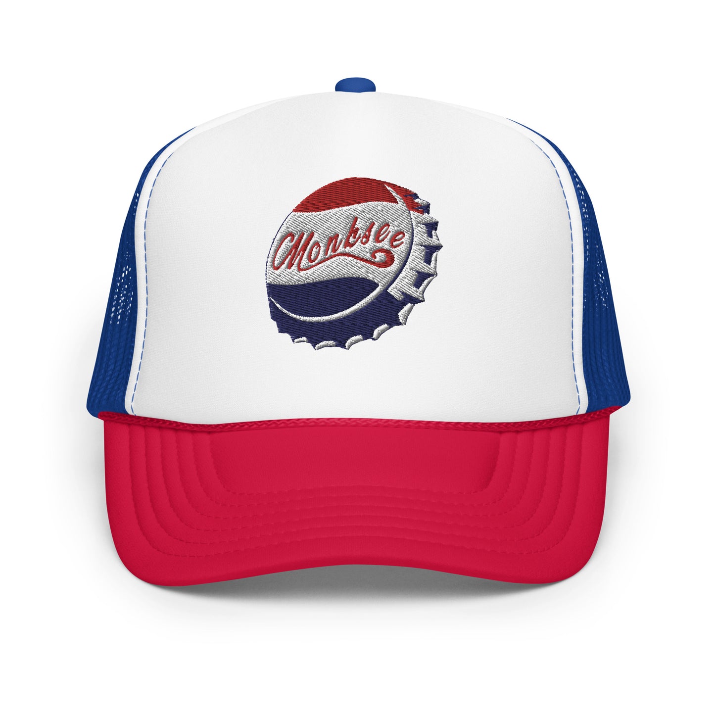 Monksee Co trucker cap in red, white and blue