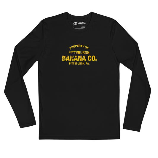 Monksee pittsburgh banana company black long sleeve tshirt printed yellow