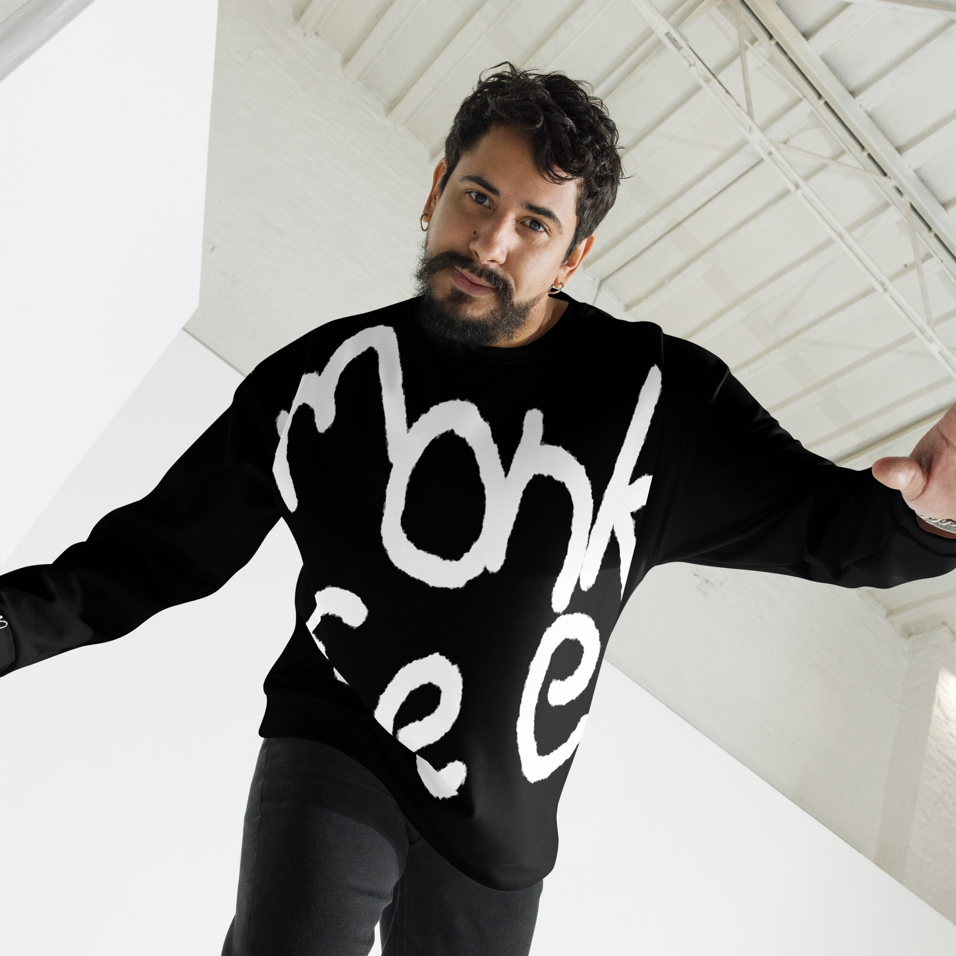 Monksee Scribe black Sweatshirt with white lettering