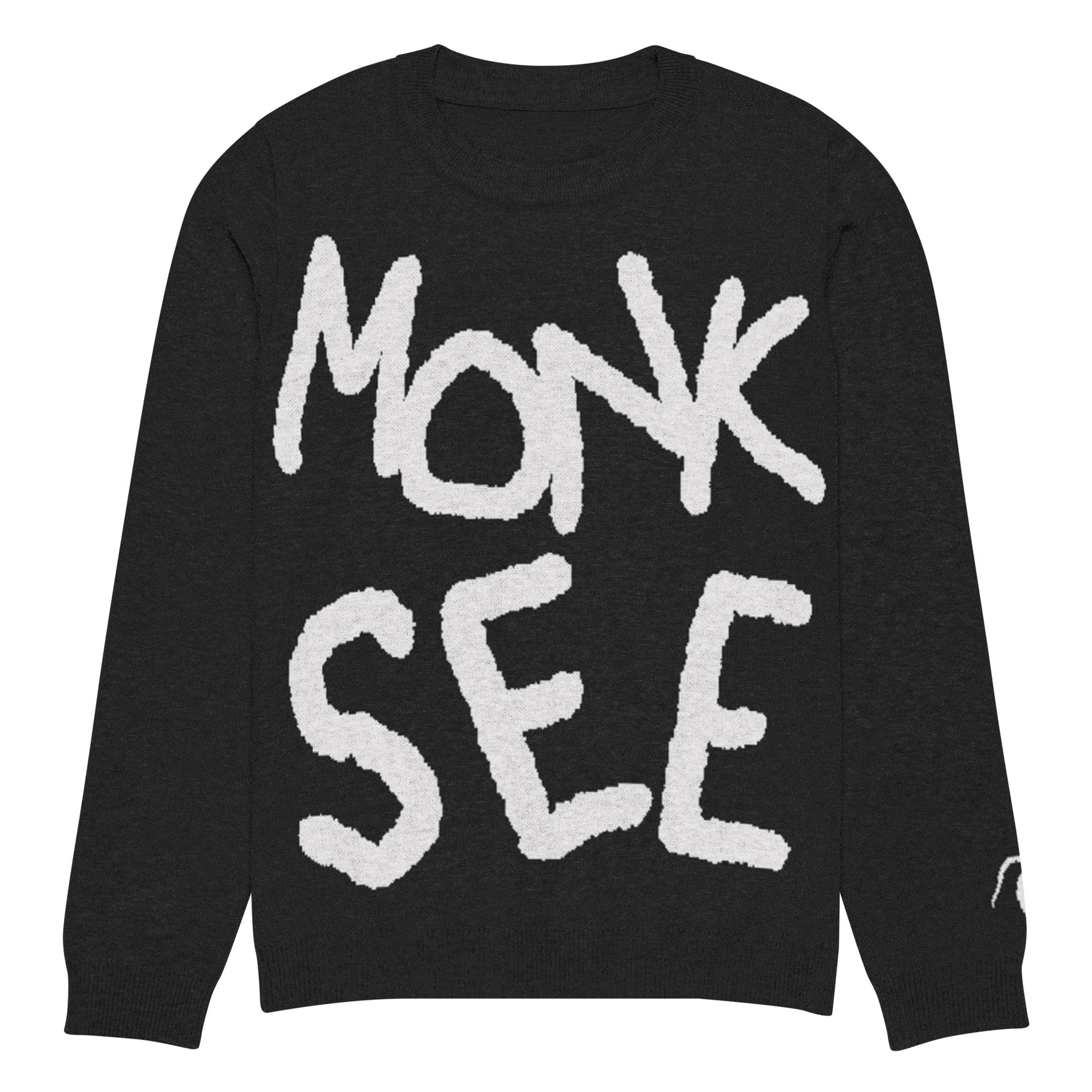 monksee scribe knitted sweater in black front