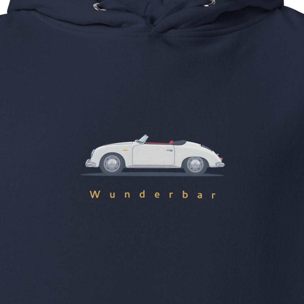 close up of monksee wunderbar porsche 356 hoodie design