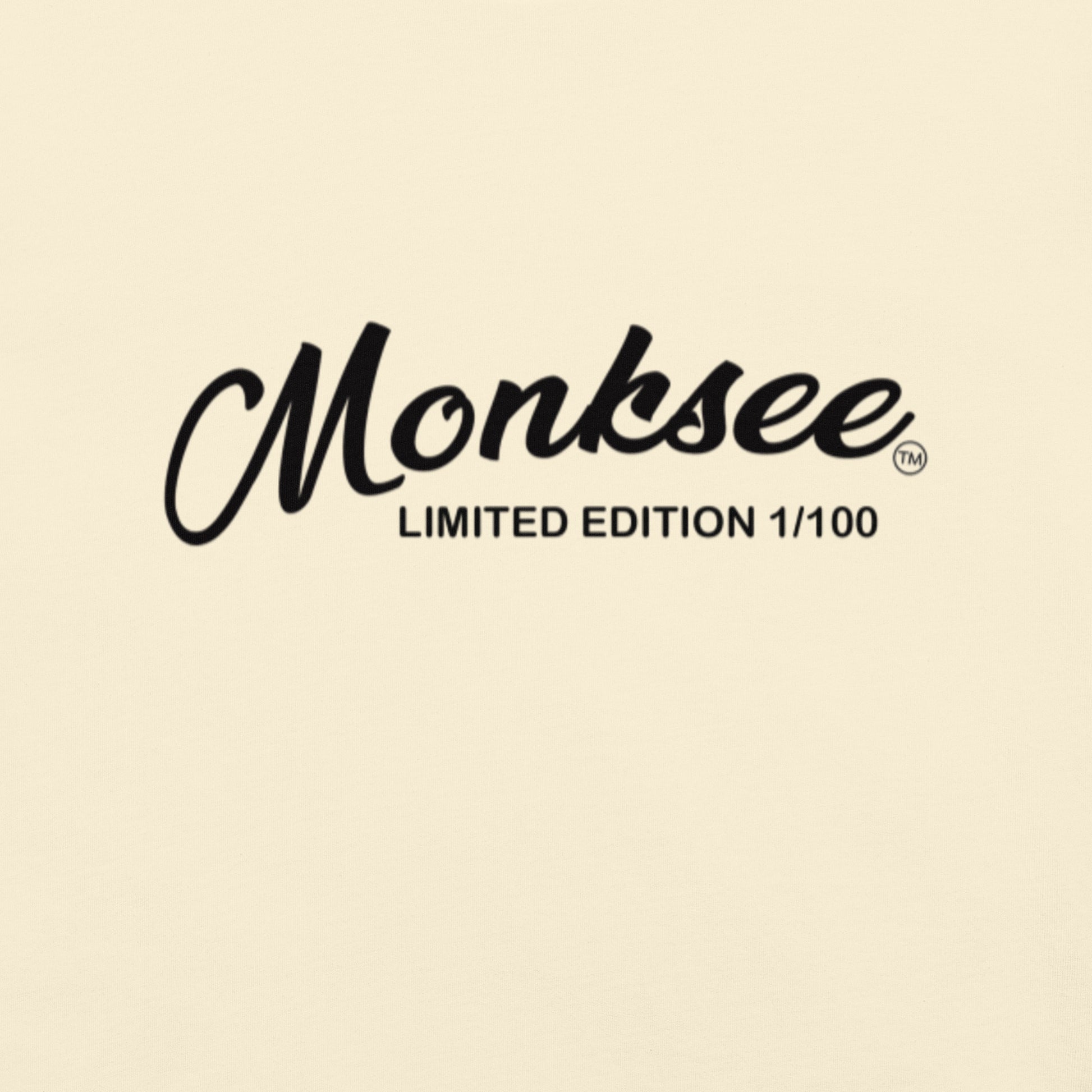 Monksee logo on a ivory background with 'Limited Edition 1/100' text