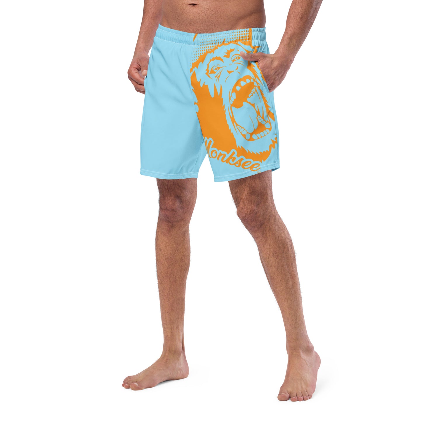 Monksee Face - Men's Coral Swim Trunks