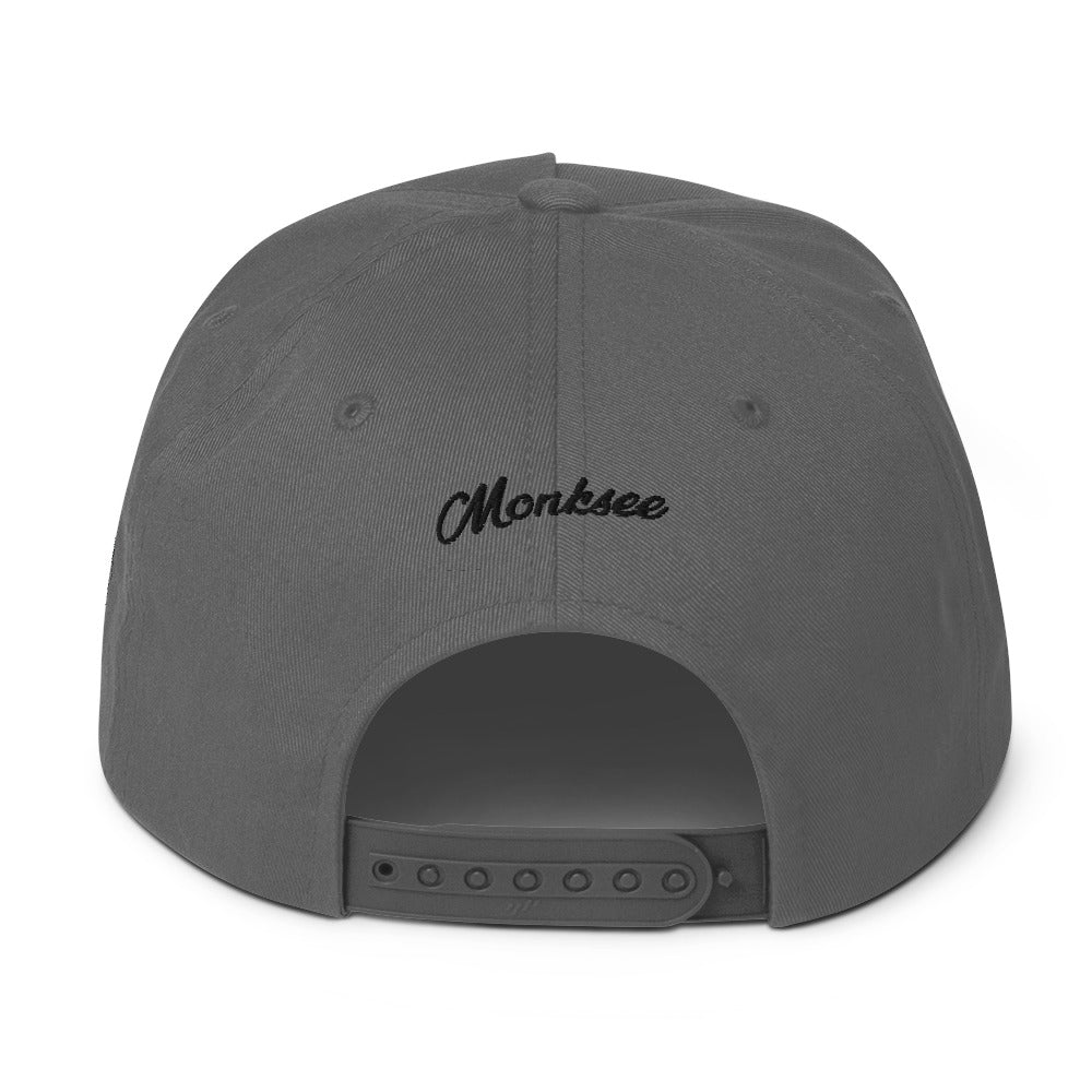 Black on Gray - Monksee Flat Bill Cap.