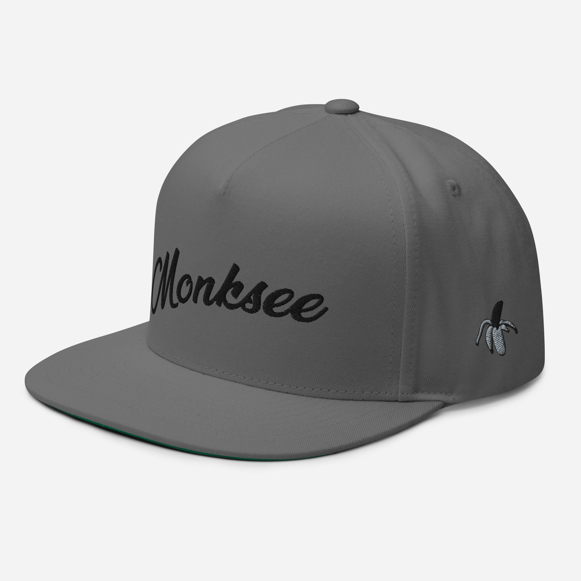 Black on Gray - Monksee Flat Bill Cap.