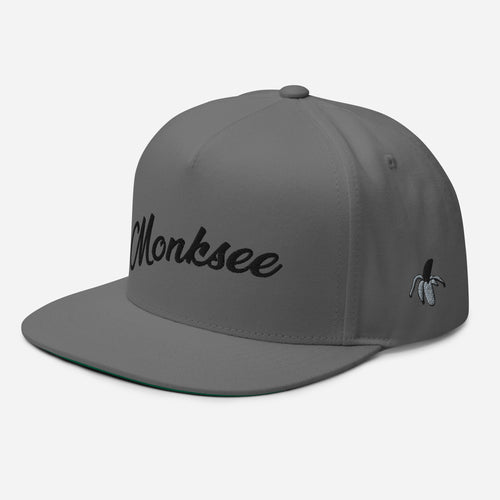 Black on Gray - Monksee Flat Bill Cap.
