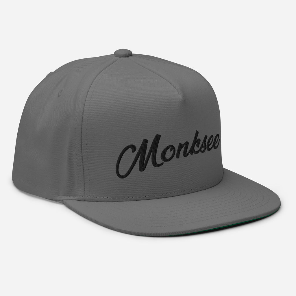 Black on Gray - Monksee Flat Bill Cap.