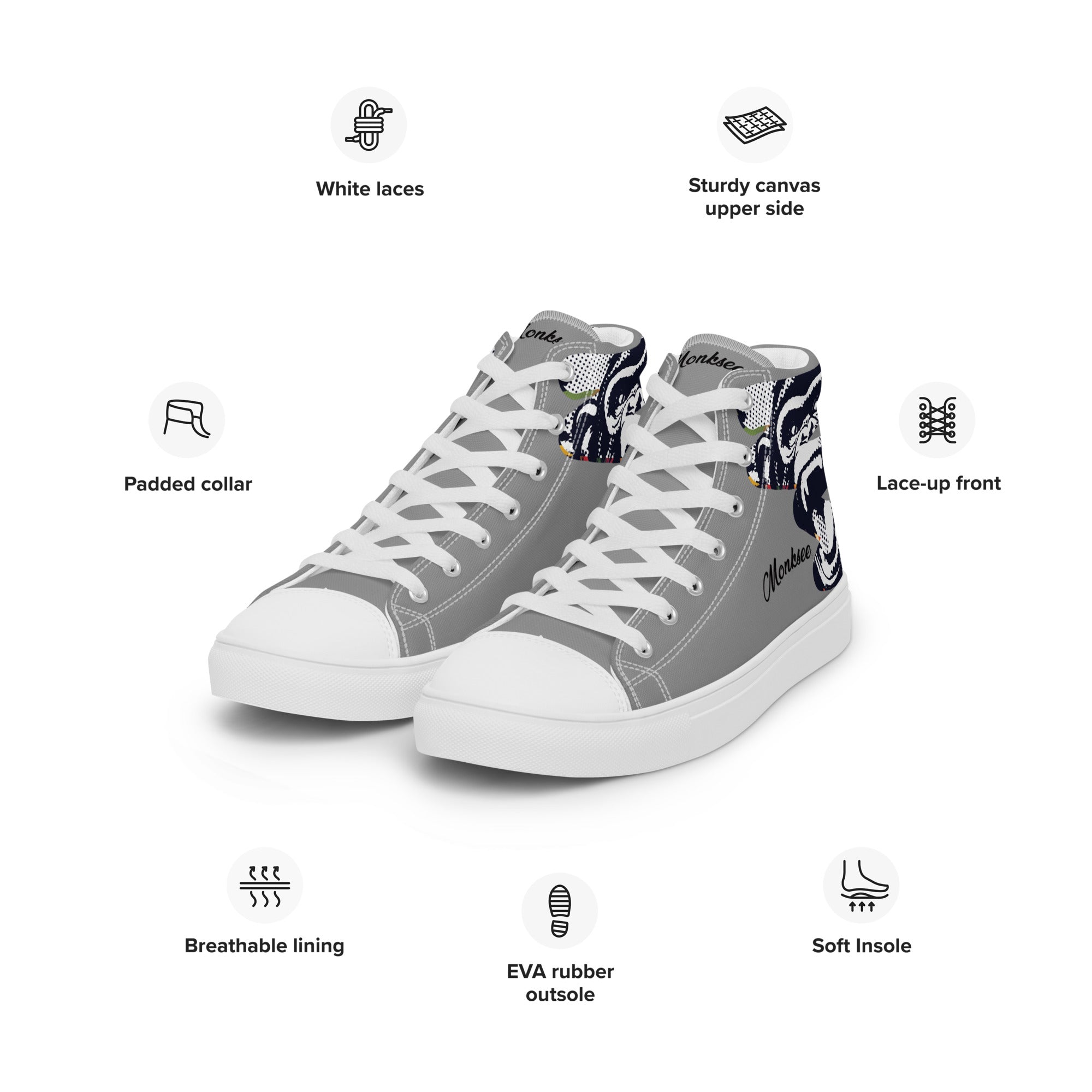Monksee All-Stars Men’s high top canvas shoes