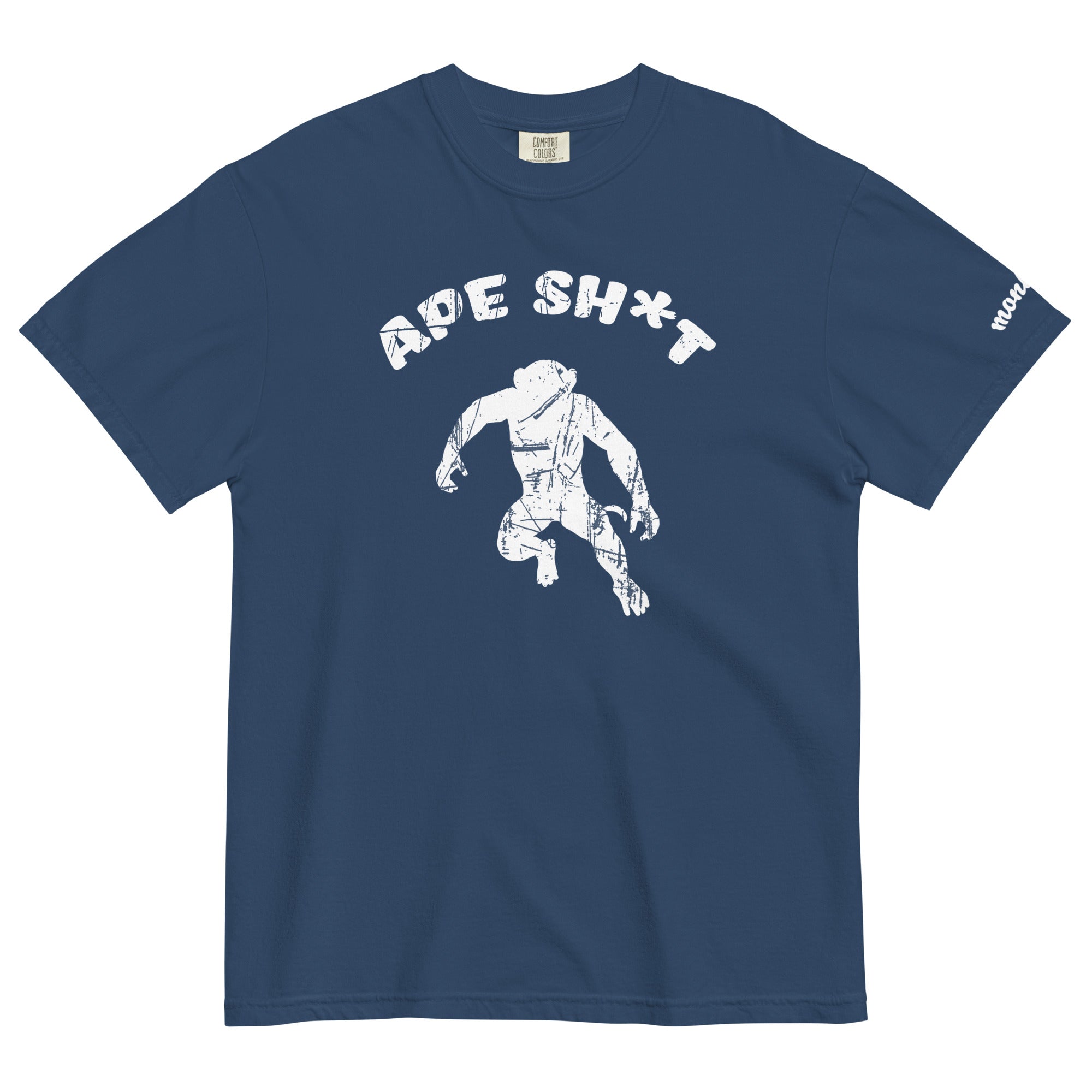navy monksee ape shit garment dyed t-shirt flat lay
