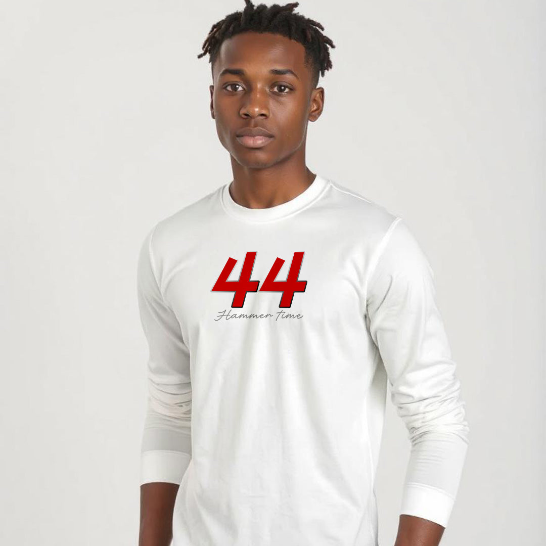 44 Lewis hamilton hammertime longsleeve white cotton tshirt