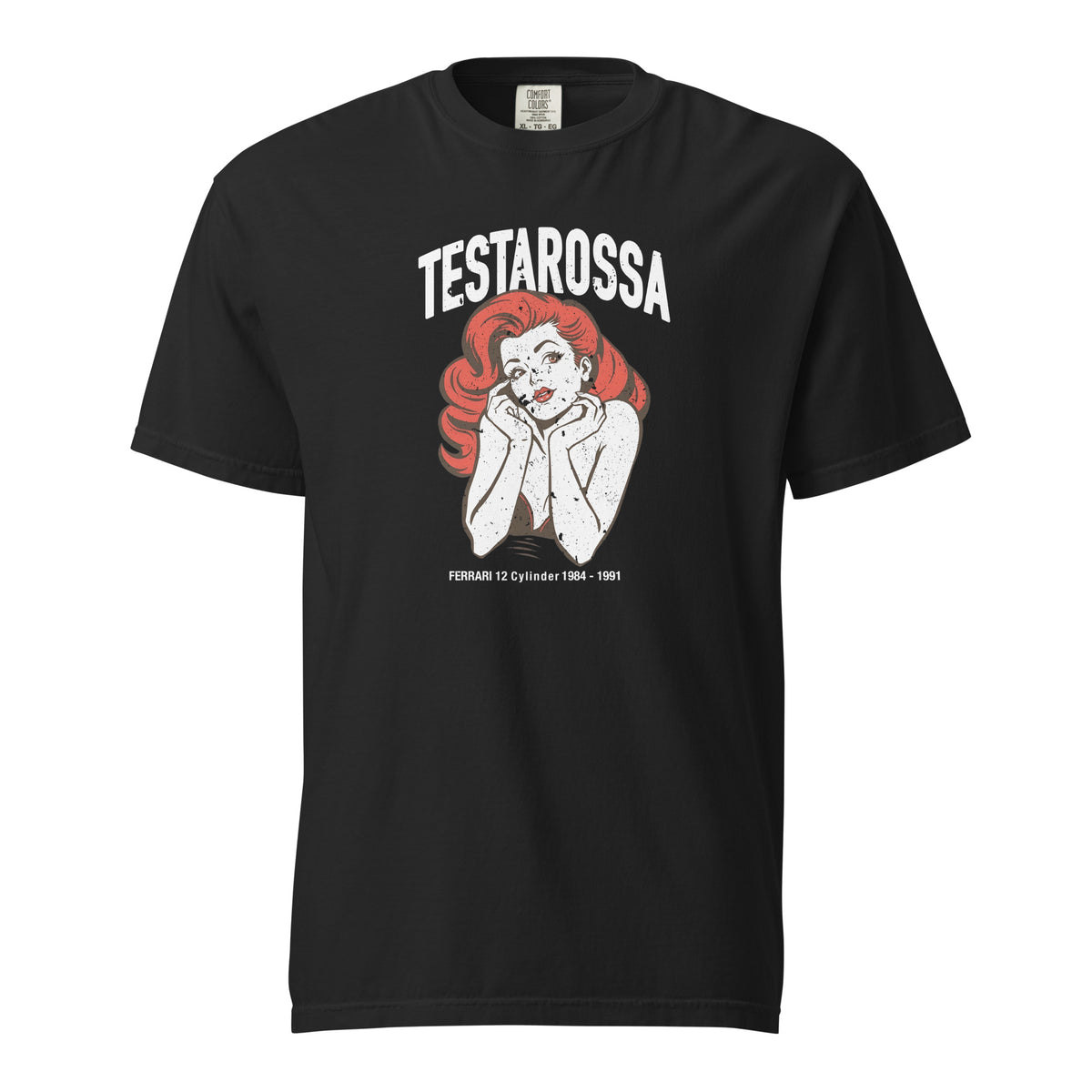 Monksee Testarossa garment-dyed t-shirt in black, front view