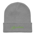Grey Organic ribbed beanie by Monksee.