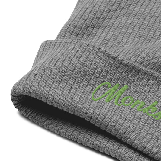 Grey Organic ribbed beanie by Monksee.