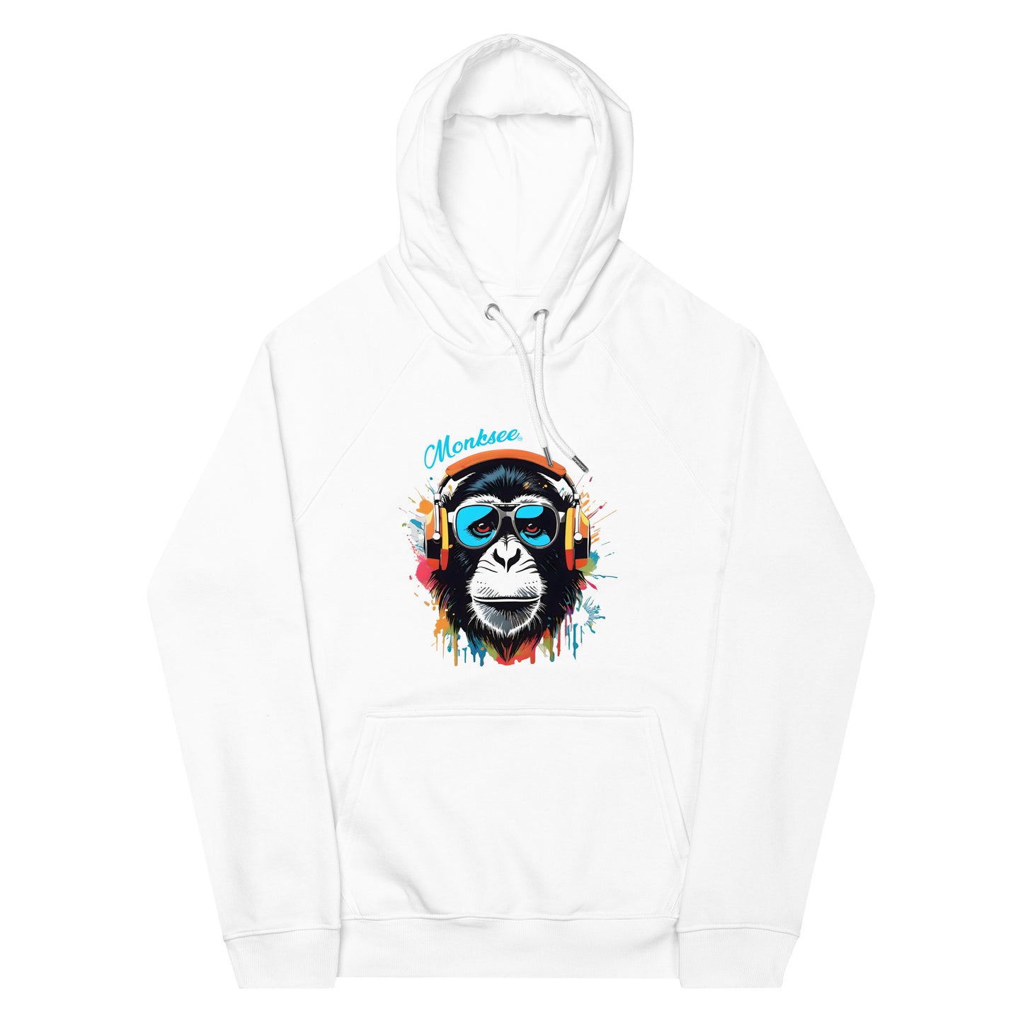 Monksee Music Premium white hoodie.